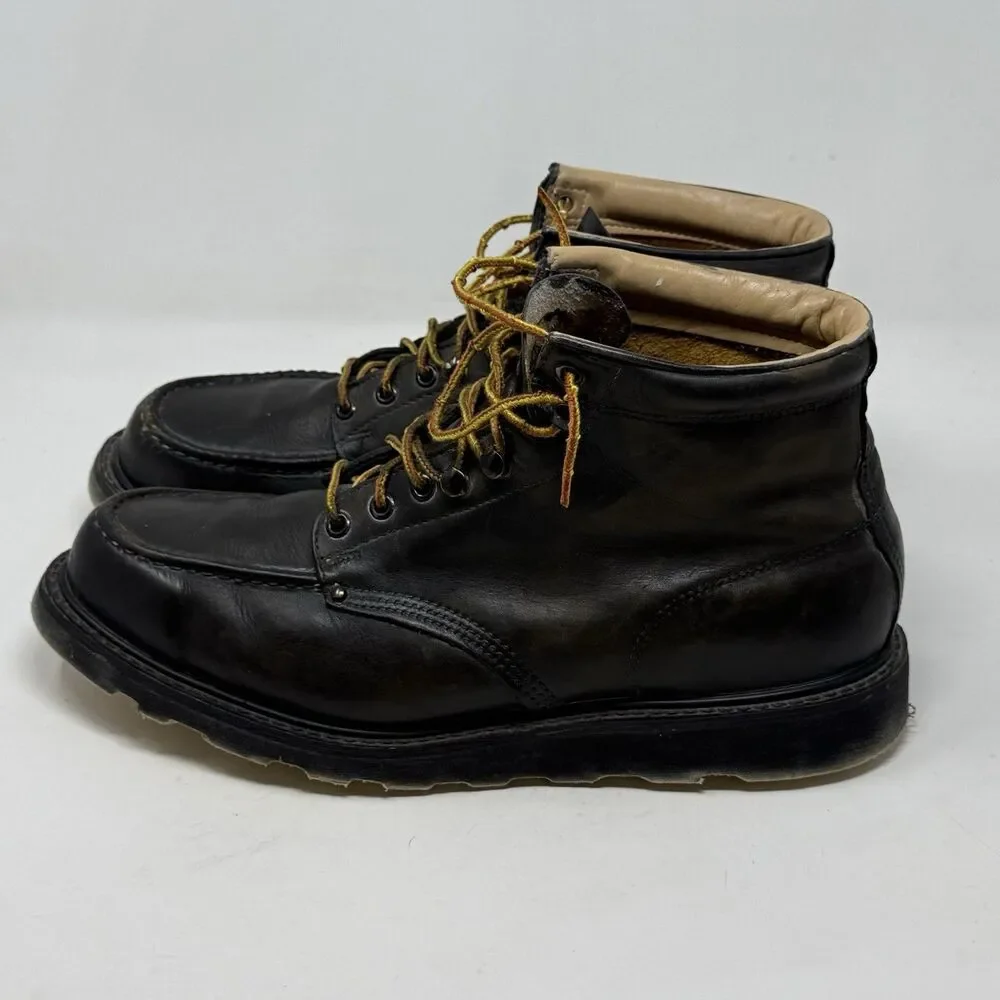 Carolina Soft Moc Toe Wedge Work Boots Mens 13 Black Burnished Leather USA Made